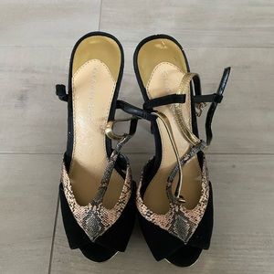 Black suede and snake skin